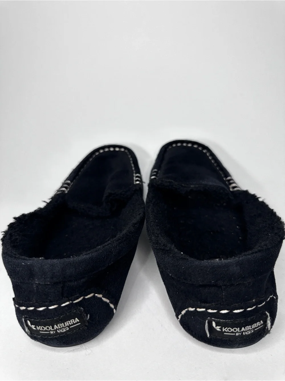 Koolaburra Black Faux-Suede Fur-Lined Moccasin Slippers